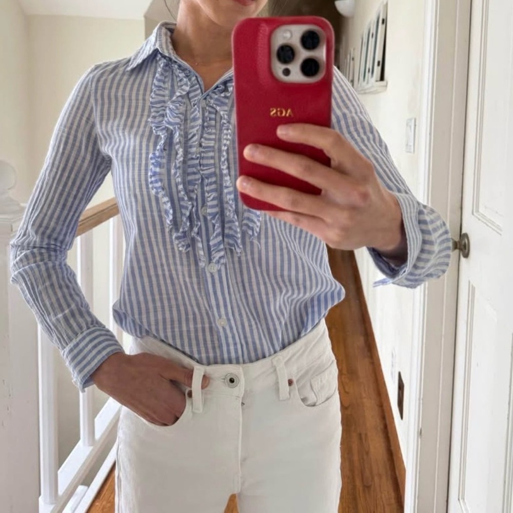 Bitten by Sarah Jessica Parker Blue and White Striped Button Down